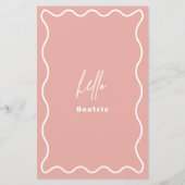 Carte de menu à bordure ondulée rose et blanche av (Dos)