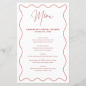 Carte de menu à bordure ondulée rose et blanche av (Devant)