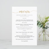 Carte de menu à calligraphie dorée fausse élégante (Debout devant)