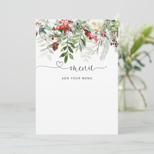 Carte de menu à feuillage persistant (Debout devant)
