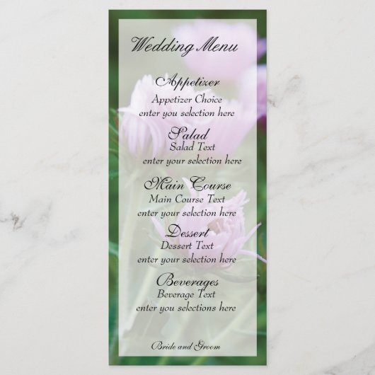 Carte de menu à fleurs roses (Devant)