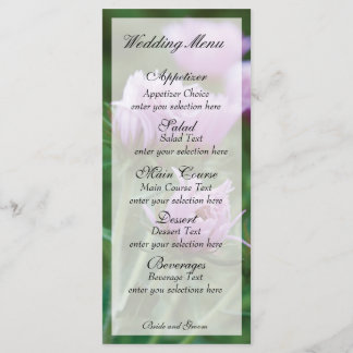 Carte de menu à fleurs roses