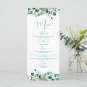 Carte de menu à l'aquarelle avec feuillage d'eucal (Debout devant)