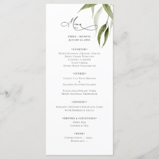 Carte de menu à l'aquarelle rustique Eucalyptus ve