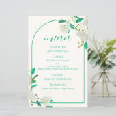 Carte de menu à l'arche florale blanche (Debout devant)