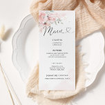 Carte de menu à mariage floral<br><div class="desc">Elégante carte de menu mariage rose. Éléments correspondants disponibles. Vérifiez la collection.</div>