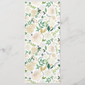 Carte de menu à Mariage floral blanc et or (Dos)