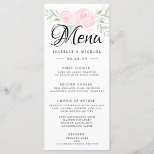 Carte de menu à Mariage rose vif