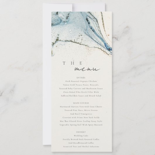 Carte de menu Abstraite chic Blue Gold Beachy Mari (Devant)
