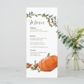Carte de menu Aquarelle Thanksgiving ou Mariage de (Debout devant)