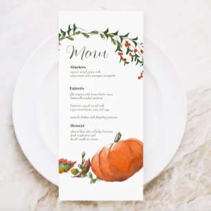 Carte de menu Aquarelle Thanksgiving ou Mariage de