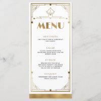 Carte de menu Art déco Gatsby Roaring 20s