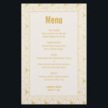 Carte de menu Art déco géométrique or et blanc<br><div class="desc">Conçue pour s'harmoniser avec notre collection d'Art Déco Géométrique, cette carte de menu mariage présente un cadre géométrique doré magnifique. Pour une personnalisation plus avancée de cette conception, par exemple la modification de la disposition, de la police ou de la taille du texte, cliquez sur le bouton "PERSONNALISER" ci-dessus. Veuillez...</div>