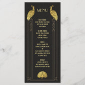 Carte de menu Art Déco Gold et Black Peacock Maria (Devant)