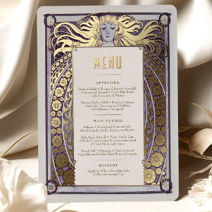 Carte de menu Art Nouveau Lavande Mucha Vintage De