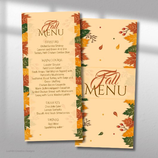 Carte de menu automne plat nuances brunes