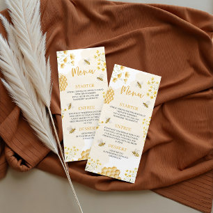 Carte de menu Baby Shower Little Honey 4x9