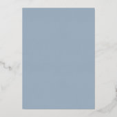 Carte de menu baptême bleu poussiéreux avec feuill (Verso)