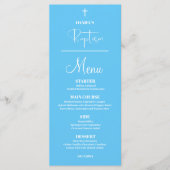 Carte de Menu Baptême Garçon Bleu 4x9 (Devant)