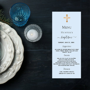 Carte de menu Baptism boy blue pastels