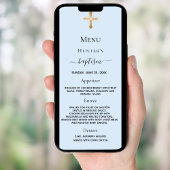 Carte de menu Baptism boy blue pastels