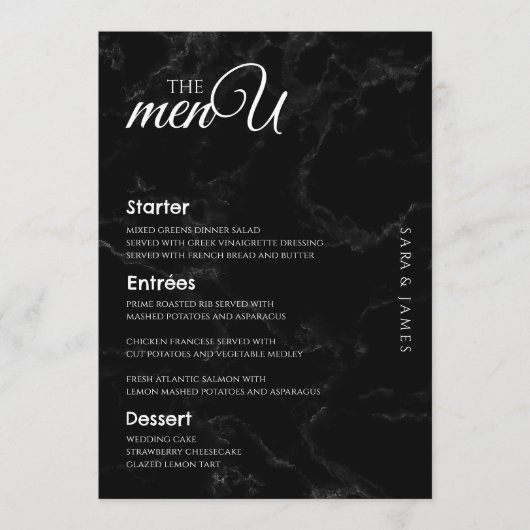 Carte de menu Black Elegant Wedding Table (Devant)