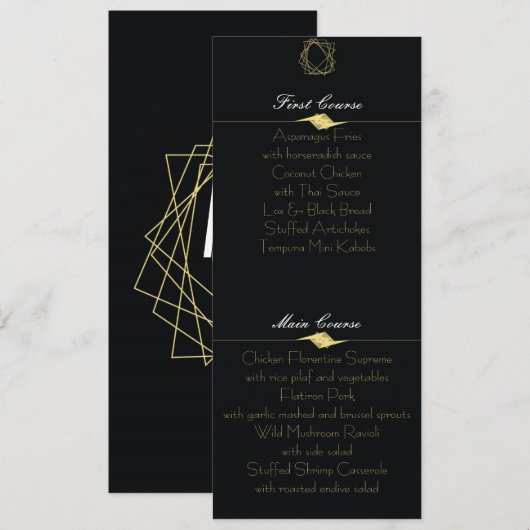 Carte de menu Black & Gold (Devant / Derrière)
