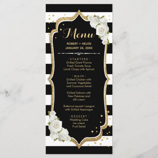 Carte de menu Black Gold White (Devant)