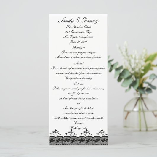 Carte de menu Black Lace (Debout devant)