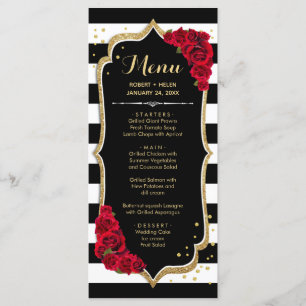 Carte de menu blanc Black Red Gold