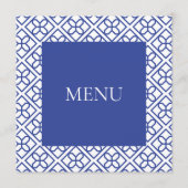 CARTE DE MENU BLEUE ET BLANC FRONTIÈRE (Devant)