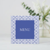 CARTE DE MENU BLEUE ET BLANC FRONTIÈRE (Debout devant)