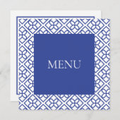 CARTE DE MENU BLEUE ET BLANC FRONTIÈRE (Devant / Derrière)