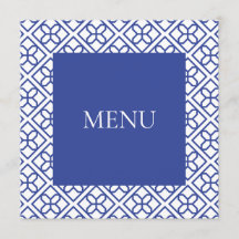 CARTE DE MENU BLEUE ET BLANC FRONTIÈRE