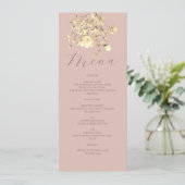 Carte de menu Blush Floral Gold Mariage (Debout devant)