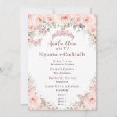 Carte de menu Blush Floral Rose Gold Quinceanera 1 (Dos)