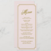Carte de menu Blush & Gold Whimsical Script (Devant / Derrière)