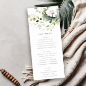 Carte de menu Boho Abstrait Vert Blanc Floral Mari