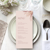 Carte de menu Boho Blush Pampas Grass Mariage