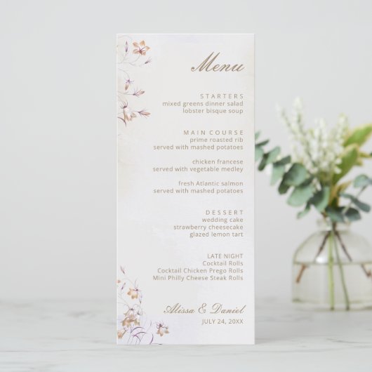 Carte de menu Boho Floral Mariage (Debout devant)