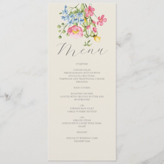 Carte de menu Boho Floral Mariage (Devant)
