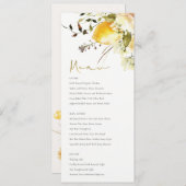 Carte de menu Boho Lemon Yellow Floral Mariage (Devant / Derrière)