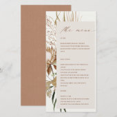 Carte de menu Boho Protea séché Palm Floral Mariag (Devant / Derrière)