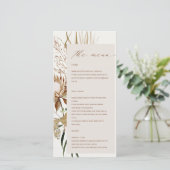 Carte de menu Boho Protea séché Palm Floral Mariag (Debout devant)