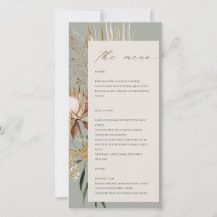 Carte de menu Boho Protea séché Palm Floral Mariag