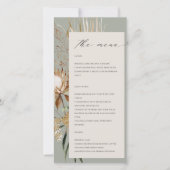 Carte de menu Boho Protea séché Palm Floral Mariag (Devant)