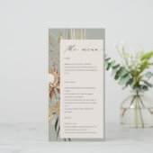 Carte de menu Boho Protea séché Palm Floral Mariag (Debout devant)