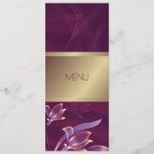 Carte de menu bordeaux floral élégant | Or (Devant)