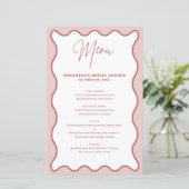 Carte de menu Bordure blanche et rose (Debout devant)