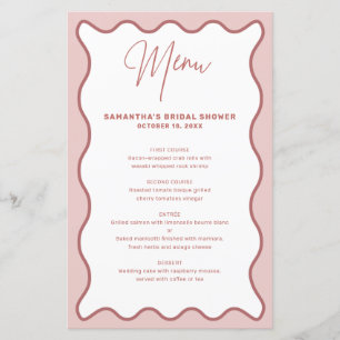 Carte de menu Bordure blanche et rose